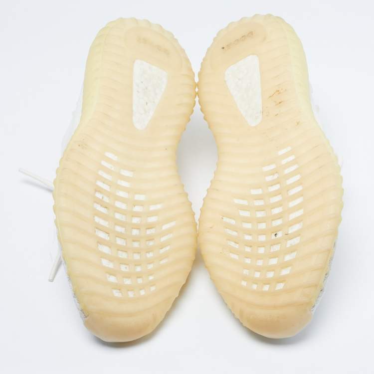 Pre Owned Yeezy x Adidas Boost 350 V2 Light Size 42.5 White Knit Fabric Low Top Sneakers
