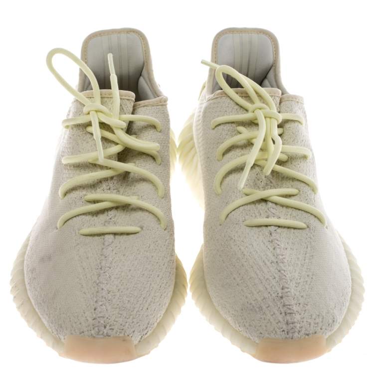 Pre Owned Yeezy x Adidas Yellow Cotton Knit Boost 350 V2 Sneakers Size 46