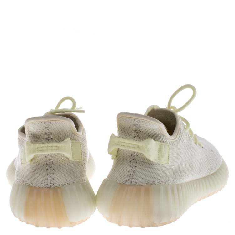 Pre Owned Yeezy x Adidas Yellow Cotton Knit Boost 350 V2 Sneakers Size 46