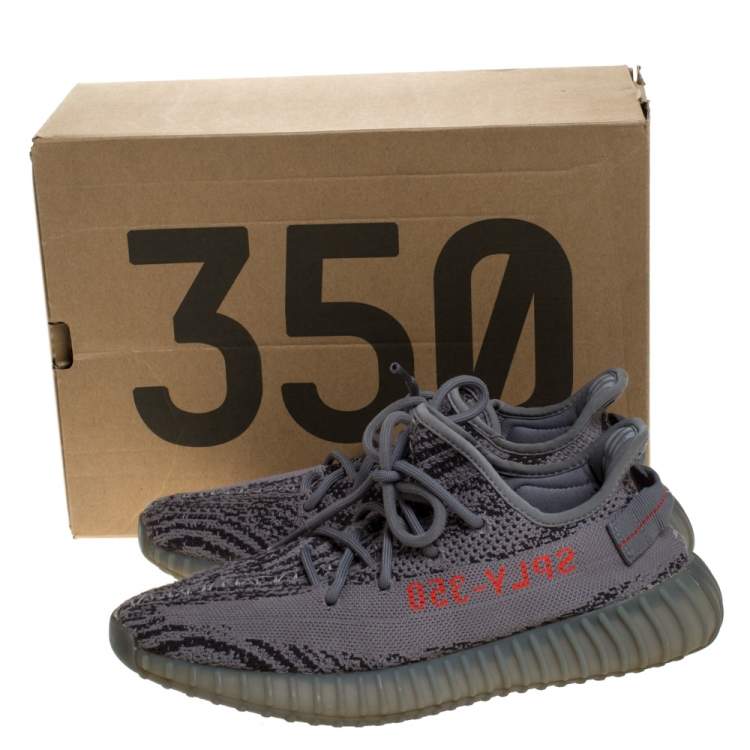 Pre Owned Yeezy x Adidas Grey Cotton Knit Boost 350 V2 Beluga Sneakers Size 42.5