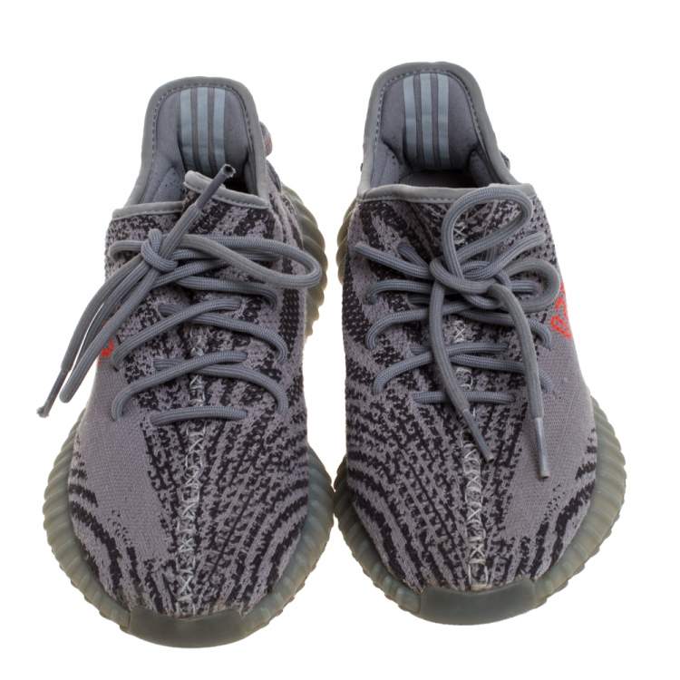 Pre Owned Yeezy x Adidas Grey Cotton Knit Boost 350 V2 Beluga Sneakers Size 42.5