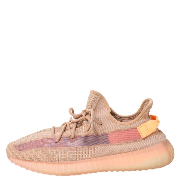 Pre Owned Yeezy x Adidas Clay Cotton Knit And Mesh Boost 350 V2 Sneakers Size 48