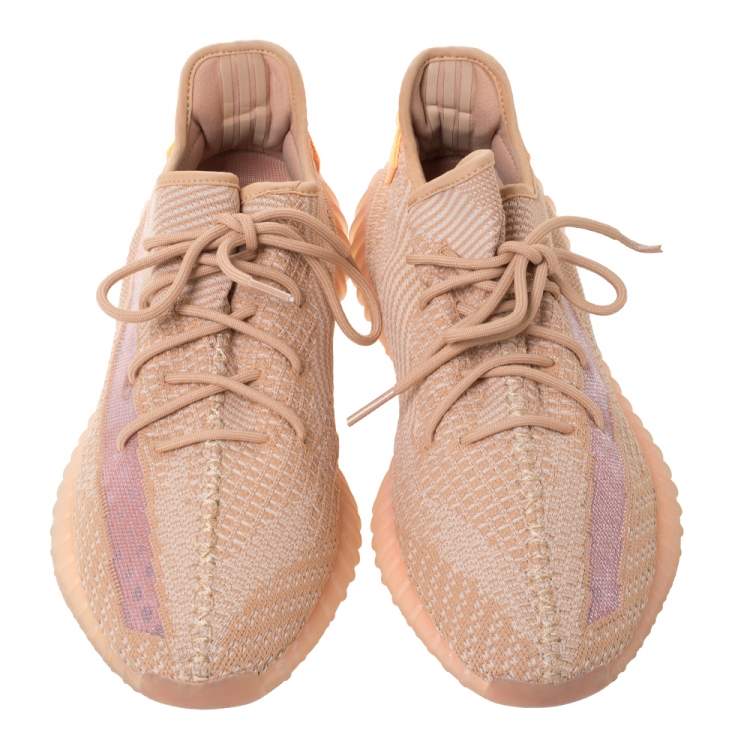 Pre Owned Yeezy x Adidas Clay Cotton Knit And Mesh Boost 350 V2 Sneakers Size 48