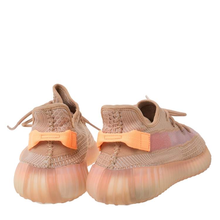 Pre Owned Yeezy x Adidas Clay Cotton Knit And Mesh Boost 350 V2 Sneakers Size 48
