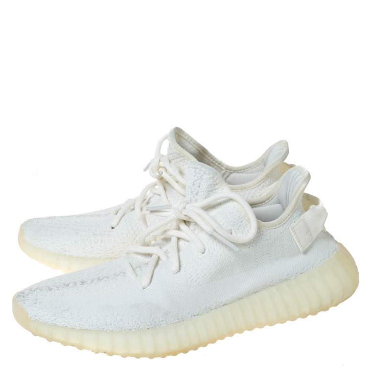 مملوكة مسبقًا Yeezy x Adidas White Cotton Knit Boost 350 V2 Sneakers Size 42