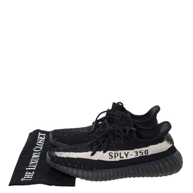 Pre Owned Yeezy x Adidas Black Cotton Knit Boost 350 V2 Sneakers Size 43.5