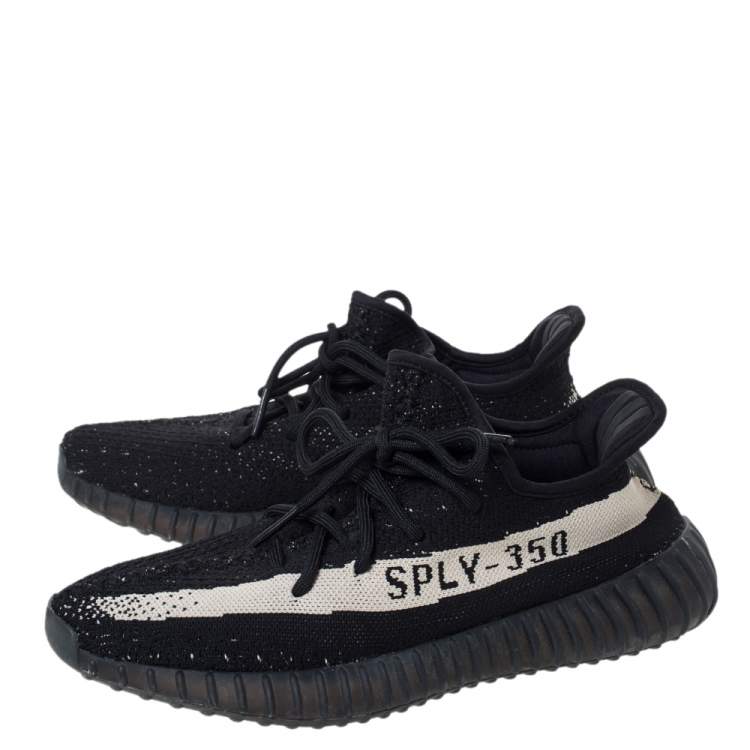 Pre Owned Yeezy x Adidas Black Cotton Knit Boost 350 V2 Sneakers Size 43.5