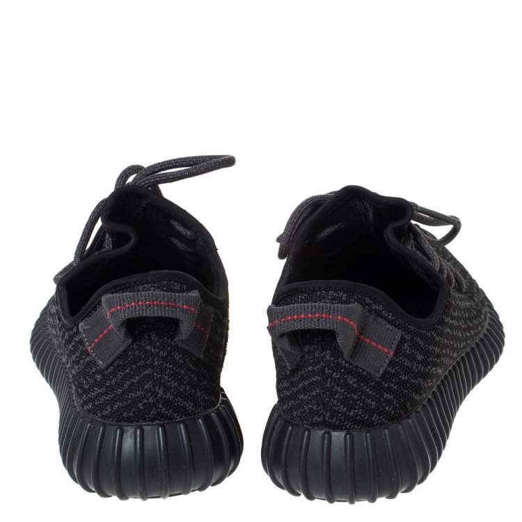 Pre Owned Yeezy x Adidas Black Cotton Knit Pirate Black Boost 350 Sneakers Size 42