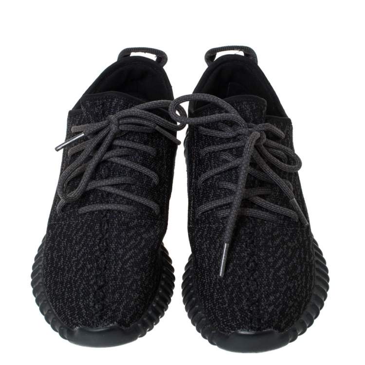 Pre Owned Yeezy x Adidas Black Cotton Knit Pirate Black Boost 350 Sneakers Size 42