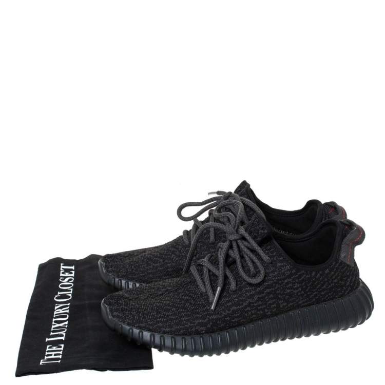 Pre Owned Yeezy x Adidas Black Cotton Knit Pirate Black Boost 350 Sneakers Size 42