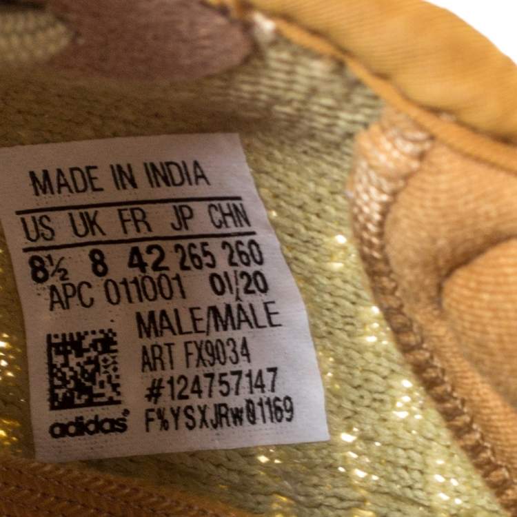 Pre Owned Yeezy x Adidas Yellow Cotton Knit Boost 350 V2 Marsh Sneakers Size 42
