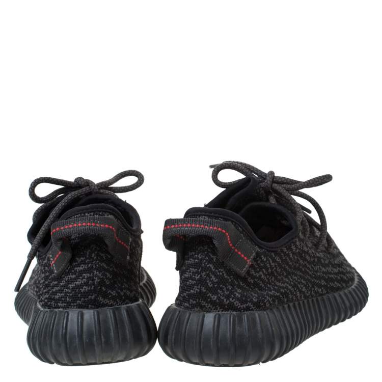 Pre Owned Yeezy x Adidas Black Cotton Knit Pirate Black Boost 350 Sneakers Size 42