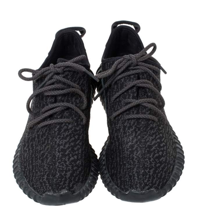 Pre Owned Yeezy x Adidas Black Cotton Knit Pirate Black Boost 350 Sneakers Size 42