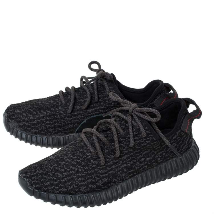 Pre Owned Yeezy x Adidas Black Cotton Knit Pirate Black Boost 350 Sneakers Size 42