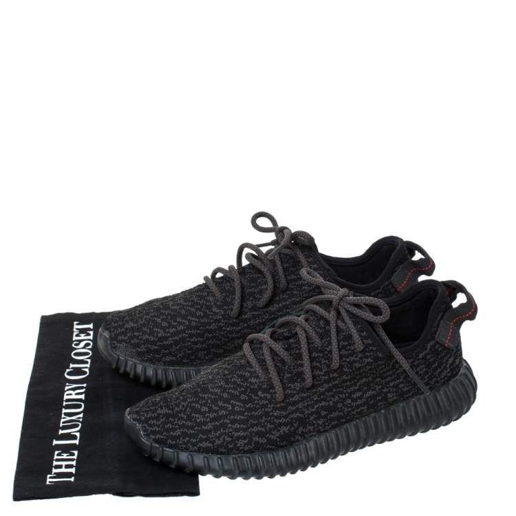 Pre Owned Yeezy x Adidas Black Cotton Knit Pirate Black Boost 350 Sneakers Size 42