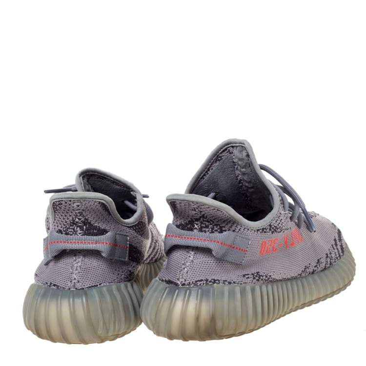 Pre Owned Yeezy x Adidas Grey Cotton Knit Boost 350 V2 Beluga Sneakers Size 45.5
