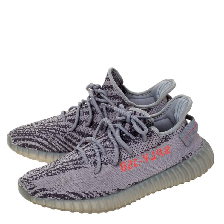 Pre Owned Yeezy x Adidas Grey Cotton Knit Boost 350 V2 Beluga Sneakers Size 45.5