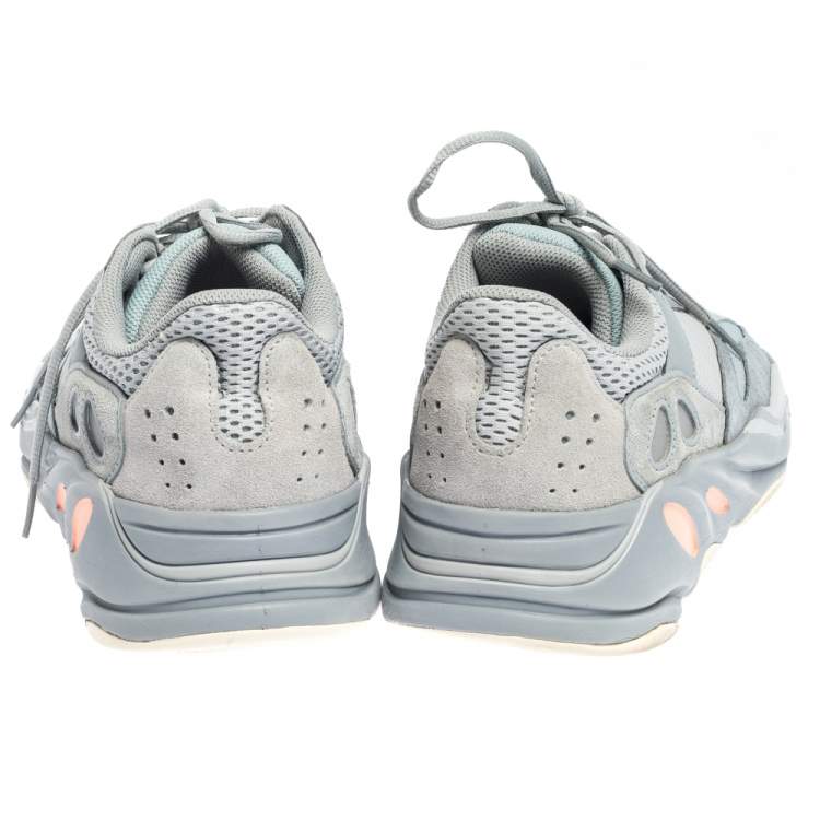 Pre Owned Yeezy x Adidas Grey Cotton Knit And Suede Boost 700 V2 Sneakers Size 45.5