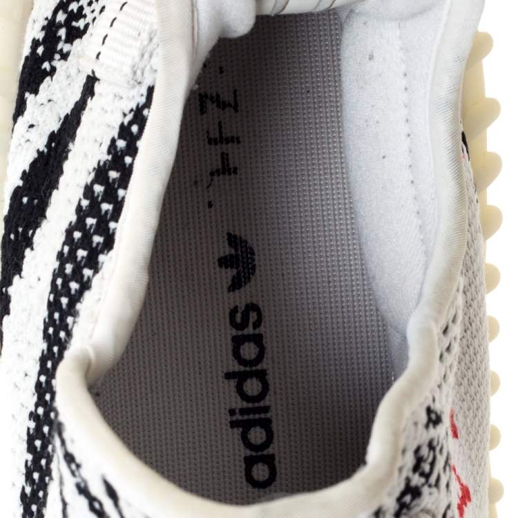 Pre Owned Yeezy x Adidas White/Black Cotton Knit Boost 350 V2 Zebra Sneakers Size 44