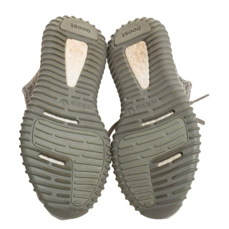 Pre Owned Yeezy x Adidas Grey/White Cotton Knit Boost 350 Moonrock Sneakers Size 39.5
