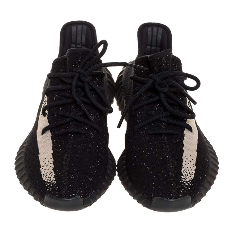 Pre Owned Yeezy x Adidas Cotton Knit Boost 350 V2 Core Black White Sneakers Size 42