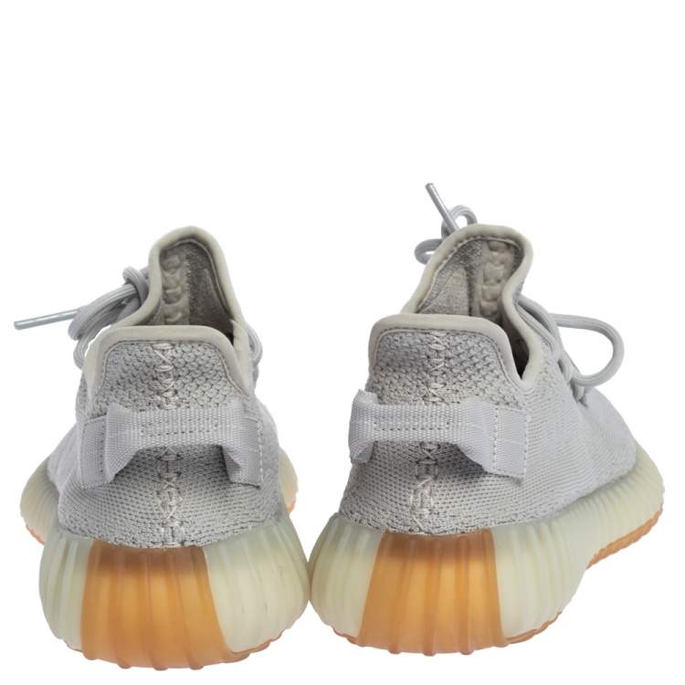 Pre Owned Yeezy x Adidas Off-white Cotton Knit Boost 350 V2 "Sesame" Sneakers Size 39.5