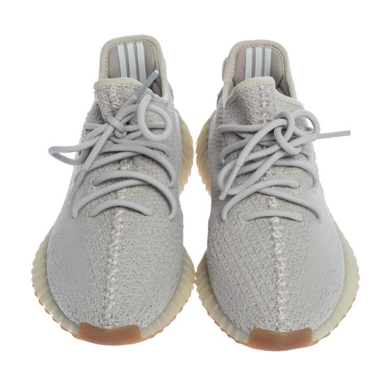 Pre Owned Yeezy x Adidas Off-white Cotton Knit Boost 350 V2 "Sesame" Sneakers Size 39.5