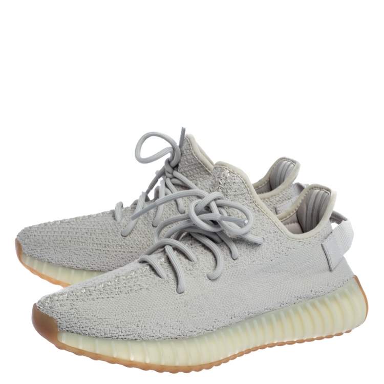 Pre Owned Yeezy x Adidas Off-white Cotton Knit Boost 350 V2 "Sesame" Sneakers Size 39.5