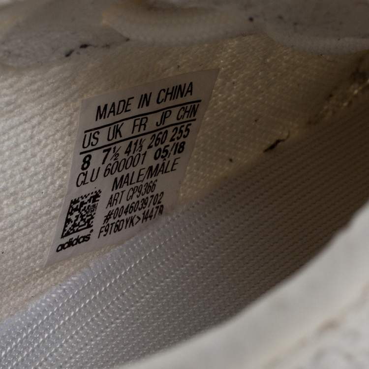 Pre Owned Yeezy x Adidas White Cotton Knit Boost 350 V2 'Cream White' Sneakers Size 41.5