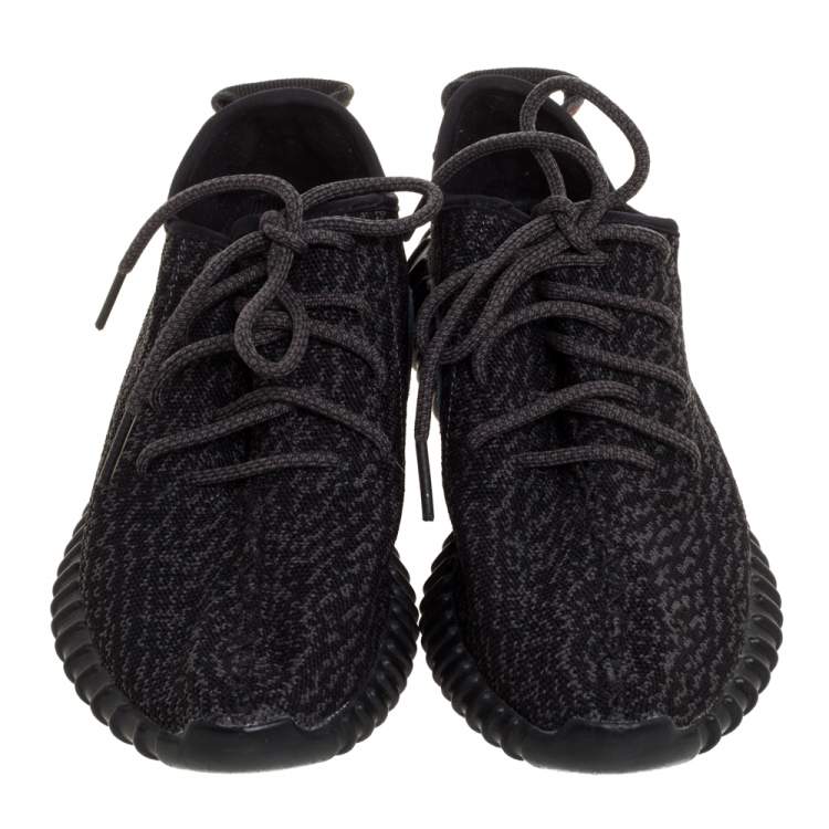 Pre Owned Yeezy x Adidas Black Cotton Knit Pirate Black Boost 350 Sneakers Size 40.5