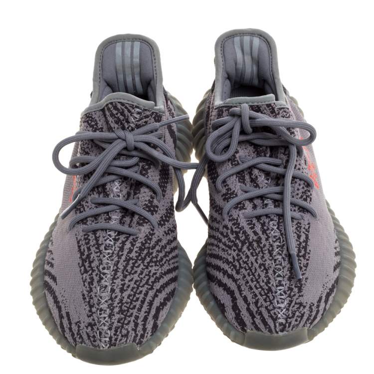 Pre Owned Yeezy x Adidas Grey Cotton Knit Boost 350 V2 Beluga 2.0 Sneakers Size 43.5