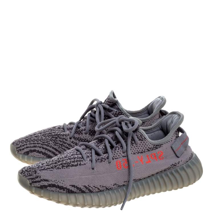 Pre Owned Yeezy x Adidas Grey Cotton Knit Boost 350 V2 Beluga 2.0 Sneakers Size 43.5