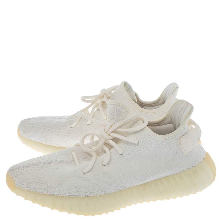 Pre Owned Yeezy x Adidas White Cotton Knit Boost 350 V2 Sneakers Size 42