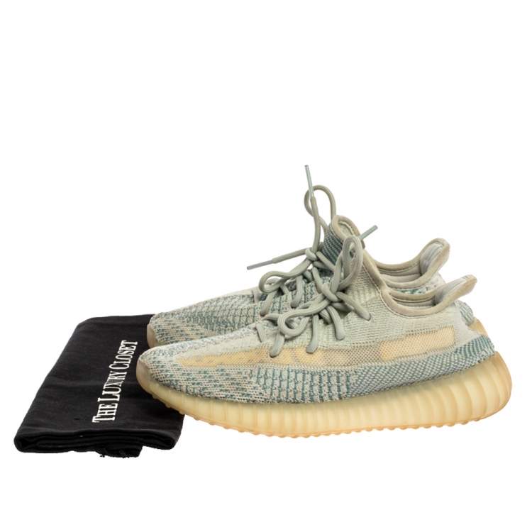 Pre Owned Yeezy x Adidas Blue/White Cotton Knit Boost 350 V2 'Cloud White' Sneakers Size 38