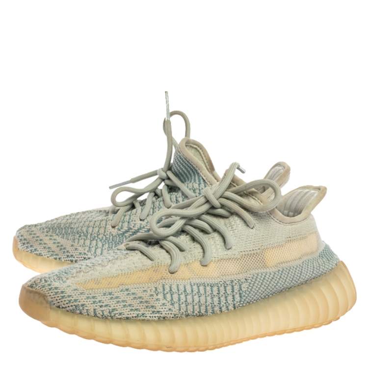 Pre Owned Yeezy x Adidas Blue/White Cotton Knit Boost 350 V2 'Cloud White' Sneakers Size 38