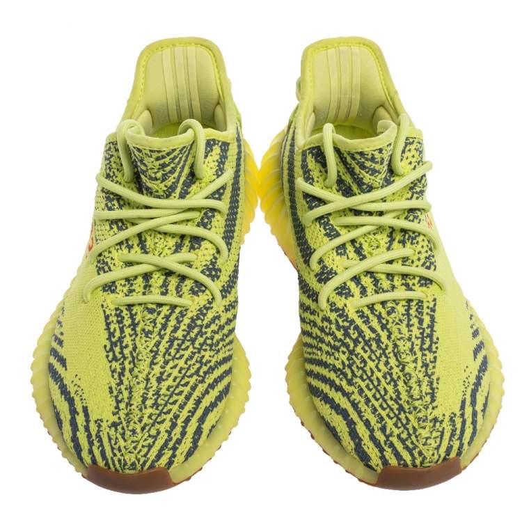Pre Owned Yeezy x Adidas Yellow Cotton Knit Semi Frozen Boost 350 V2 Sneakers Size 43.5