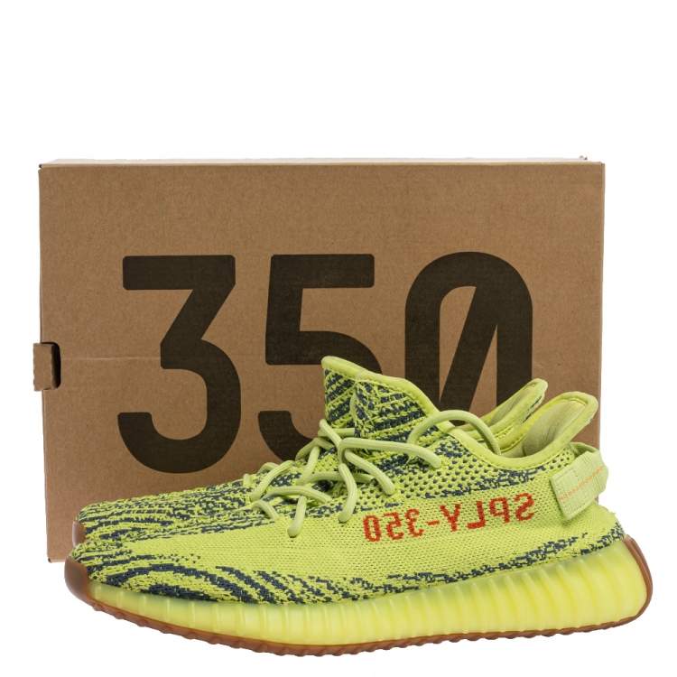 Pre Owned Yeezy x Adidas Yellow Cotton Knit Semi Frozen Boost 350 V2 Sneakers Size 43.5