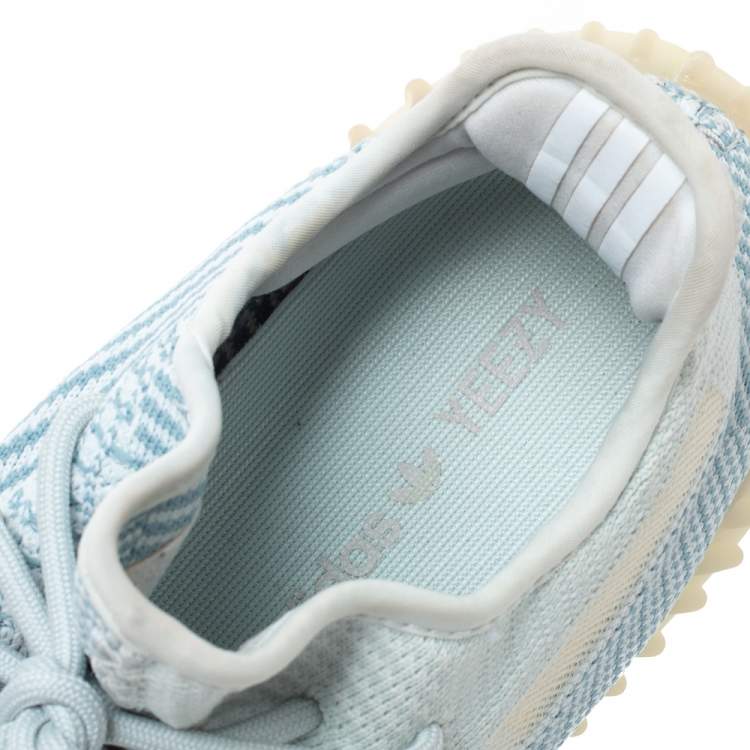 Pre Owned Yeezy x Adidas Blue/White Cotton Knit Cloud White Boost 350 V2 Non Reflective Sneakers Size 41.5