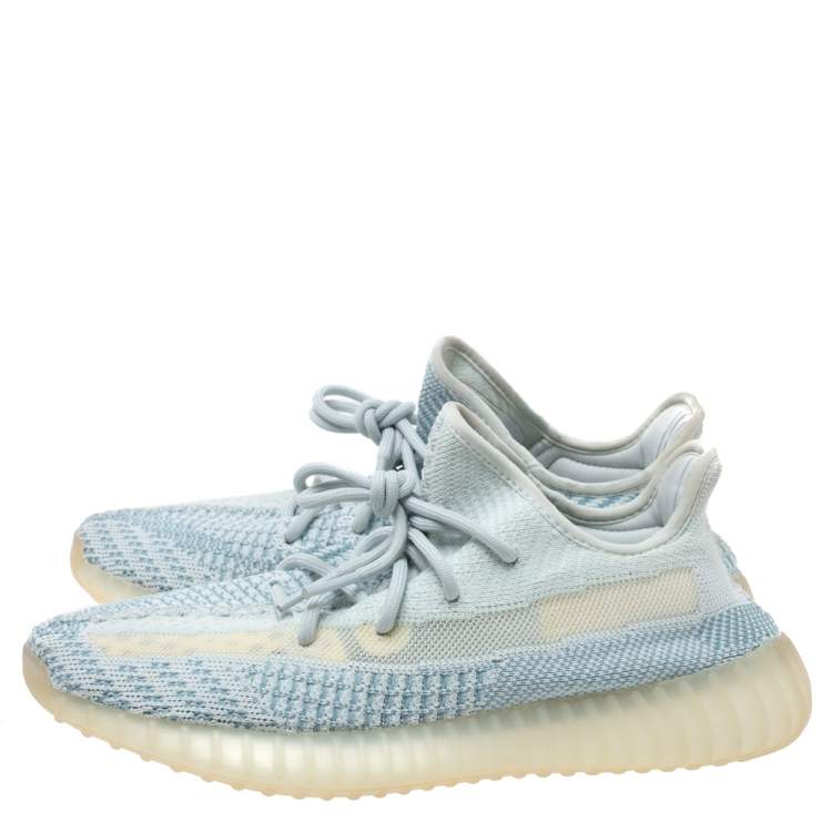Pre Owned Yeezy x Adidas Blue/White Cotton Knit Cloud White Boost 350 V2 Non Reflective Sneakers Size 41.5
