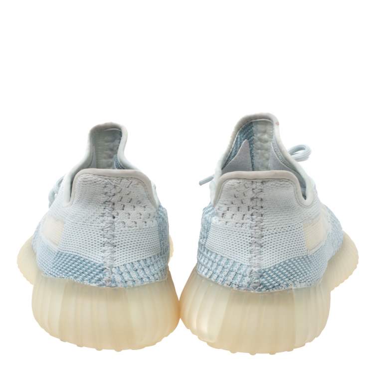 Pre Owned Yeezy x Adidas Blue/White Cotton Knit Cloud White Boost 350 V2 Non Reflective Sneakers Size 41.5