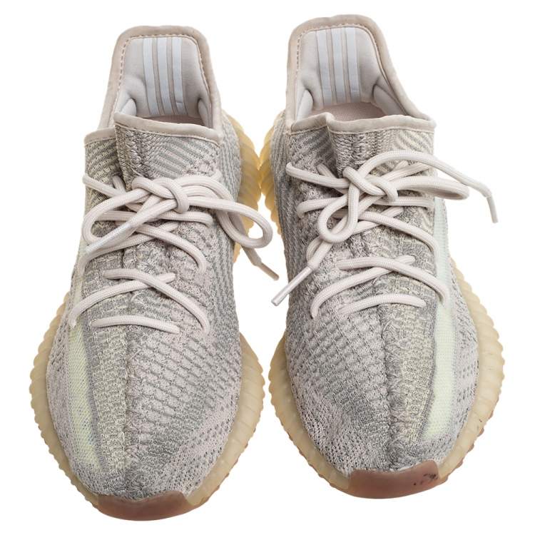 Pre Owned Yeezy x Adidas Grey Boost 350 V2 Citrin Non Reflective Sneakers Size 39 1/3