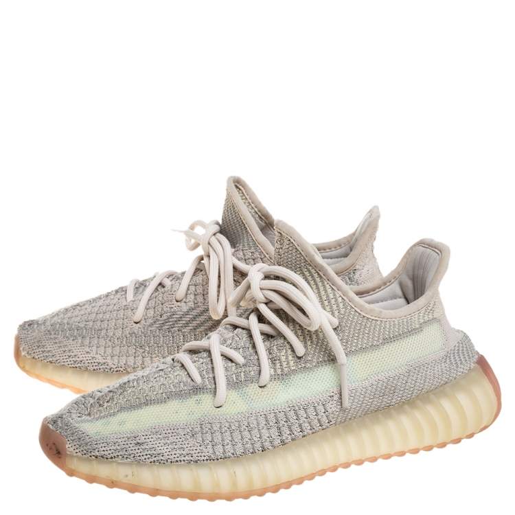 Pre Owned Yeezy x Adidas Grey Boost 350 V2 Citrin Non Reflective Sneakers Size 39 1/3