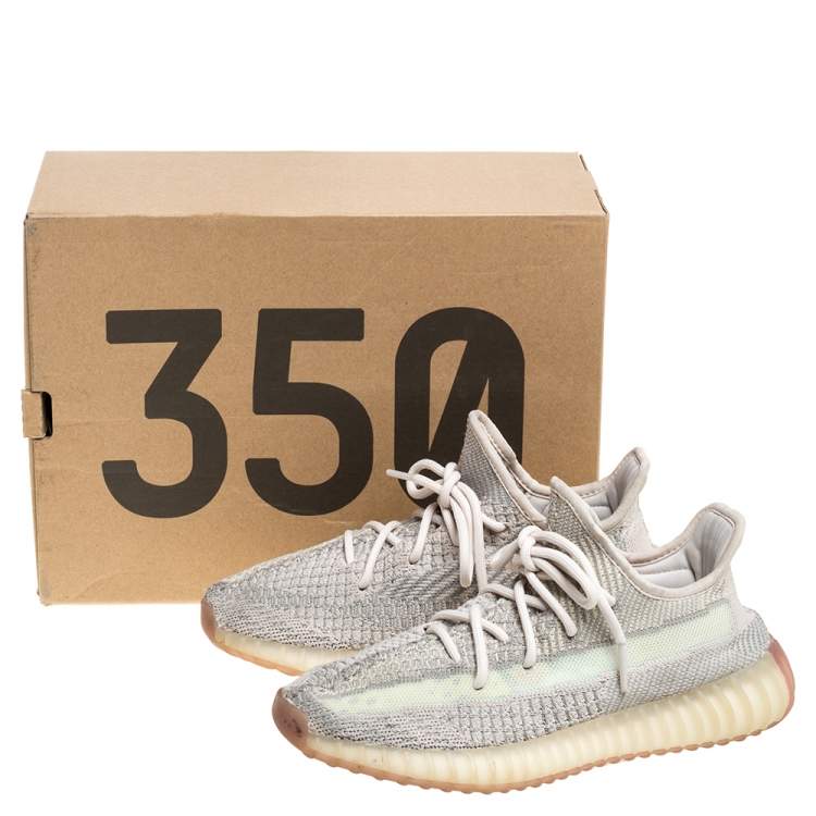 Pre Owned Yeezy x Adidas Grey Boost 350 V2 Citrin Non Reflective Sneakers Size 39 1/3