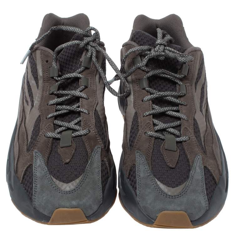 Pre Owned Yeezy x Adidas Grey Nubuck and Leather Boost 700 V2 Geode Sneakers Size 48