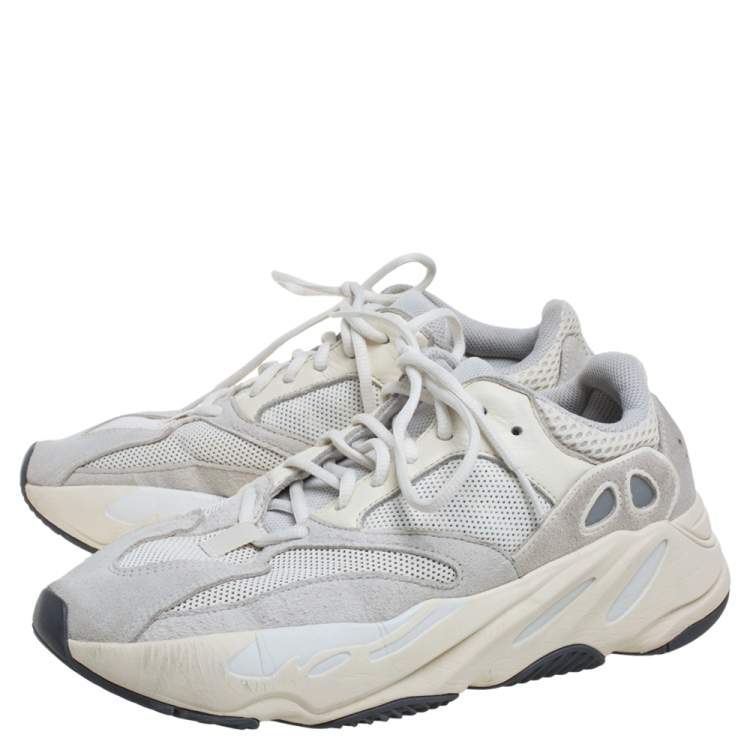 Pre Owned Yeezy x Adidas White Leather, Suede And Mesh Boost 700 Analog Sneakers Size 42