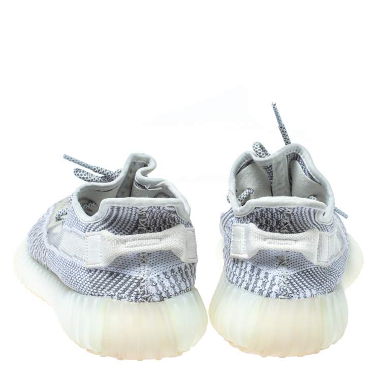 Pre Owned Yeezy x Adidas Grey/White Cotton Knit Boost 350 V2 Static Non Reflective Sneakers Size 41 1/3