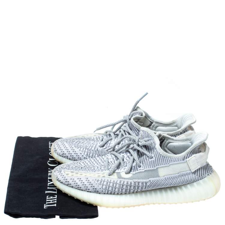 Pre Owned Yeezy x Adidas Grey/White Cotton Knit Boost 350 V2 Static Non Reflective Sneakers Size 41 1/3