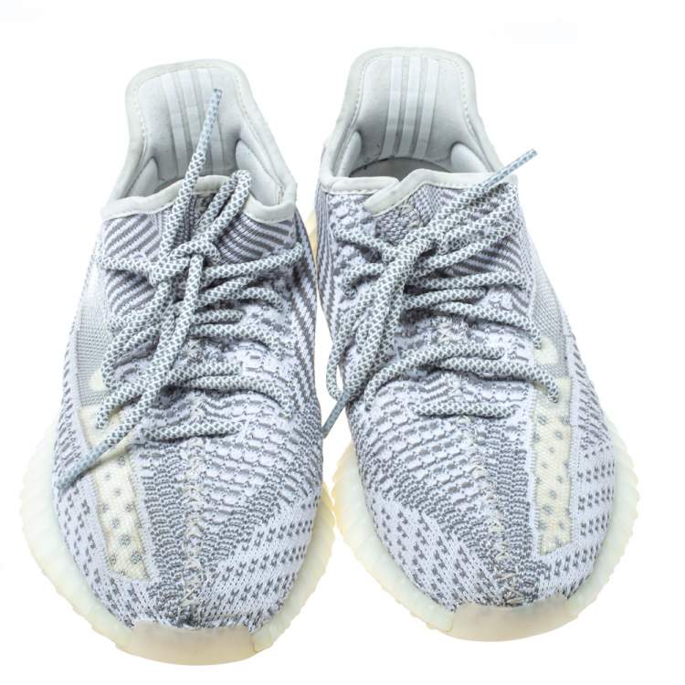Pre Owned Yeezy x Adidas Grey/White Cotton Knit Boost 350 V2 Static Non Reflective Sneakers Size 41 1/3