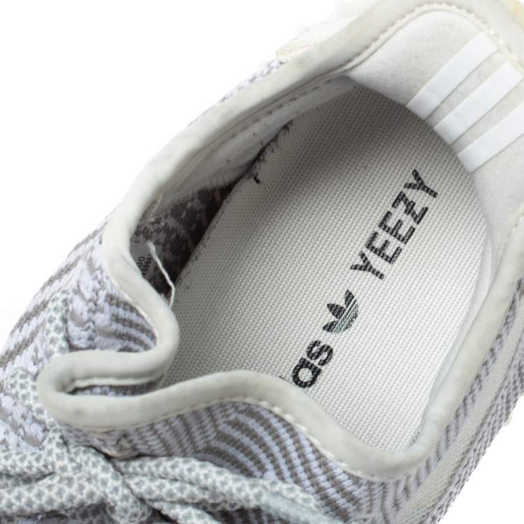 Pre Owned Yeezy x Adidas Grey/White Cotton Knit Boost 350 V2 Static Non Reflective Sneakers Size 41 1/3