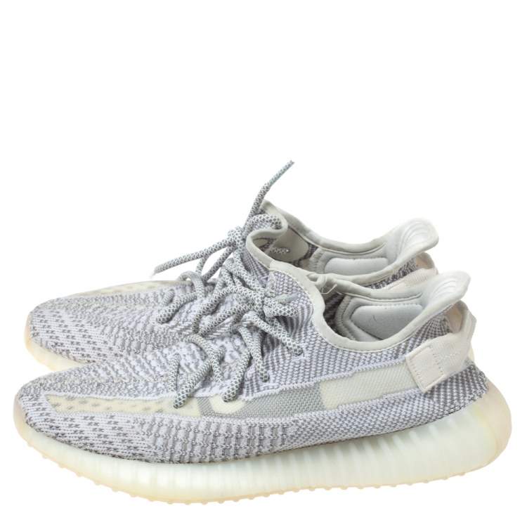 Pre Owned Yeezy x Adidas Grey/White Cotton Knit Boost 350 V2 Static Non Reflective Sneakers Size 41 1/3